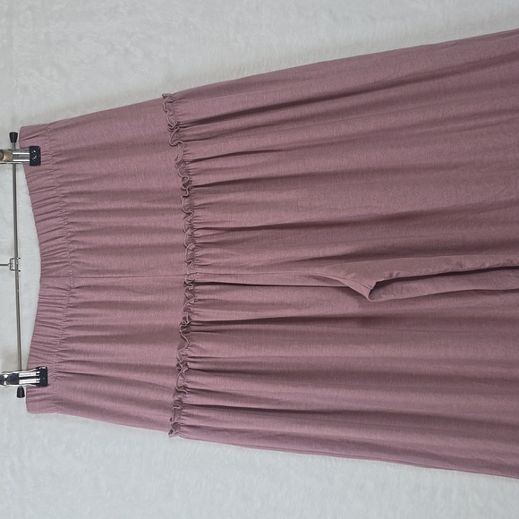 ASVIVID Tiered Ruffle Wide Leg Boho Palazzo Ruffle Trim Lounge Pants Mauve Sz.M - Picture 8 of 13